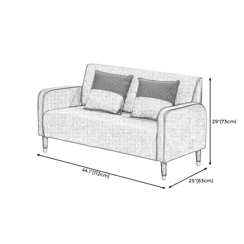 Scandinavian Tight Back Sofa Square Arm Loveseat with 4 Wooden Legs Clearhalo 'furn' 'furn_sofas' 'Furniture' 'furniture_sofas' 'Living Room Furniture' 'Sofa' 'sofas' 4857974