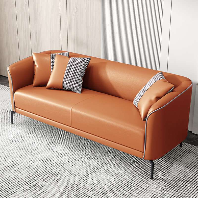 Scandinavian Tight Back Sofa Tuxedo Arm Couch for Living Room Orange Clearhalo 'furn' 'furn_sofas' 'Furniture' 'furniture_sofas' 'Living Room Furniture' 'Sofa' 'sofas' 4857989