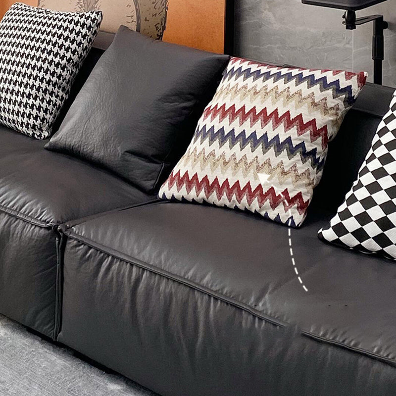 Sewn Pillow Back Settee Square Arm Sofa Couch in Black for Living Room Clearhalo 'furn' 'furn_sofas' 'Furniture' 'furniture_sofas' 'Living Room Furniture' 'Sofa' 'sofas' 4858039
