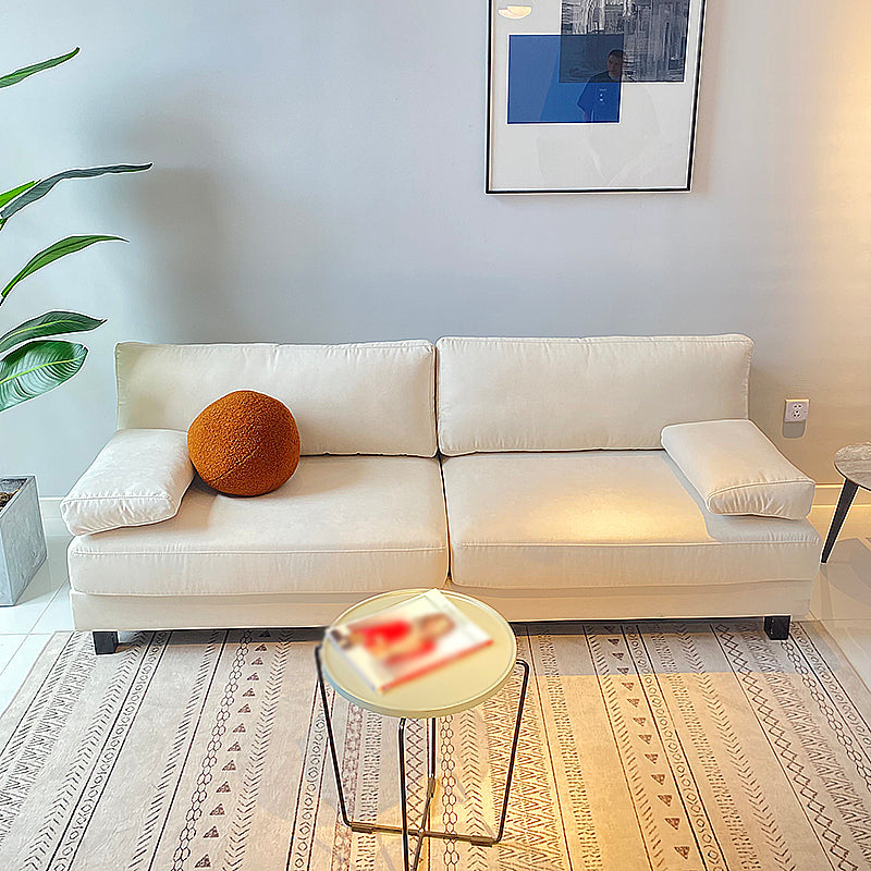 Contemporary Faux Leather/Cotton Blend Loveseat Pillow Top Arm Sofa Off-White Clearhalo 'furn' 'furn_sofas' 'Furniture' 'furniture_sofas' 'Living Room Furniture' 'Sofa' 'sofas' 4858047