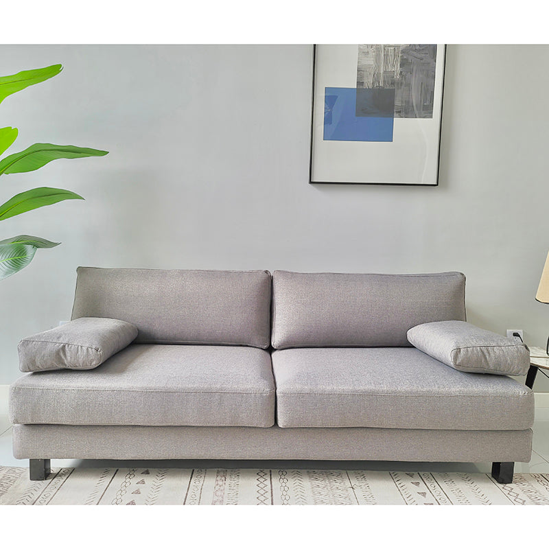 Contemporary Faux Leather/Cotton Blend Loveseat Pillow Top Arm Sofa Grey Clearhalo 'furn' 'furn_sofas' 'Furniture' 'furniture_sofas' 'Living Room Furniture' 'Sofa' 'sofas' 4858050
