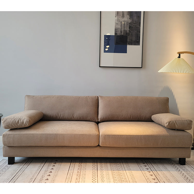 Contemporary Faux Leather/Cotton Blend Loveseat Pillow Top Arm Sofa Khaki Clearhalo 'furn' 'furn_sofas' 'Furniture' 'furniture_sofas' 'Living Room Furniture' 'Sofa' 'sofas' 4858052