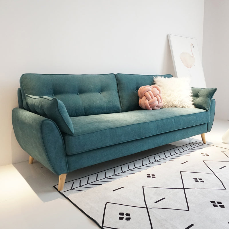 Contemporary Pillow Top Arm Sofa Loose Back Velvet Couch for Living Room 63"L x 35"W x 34"H Blackish Green Clearhalo 'furn' 'furn_sofas' 'Furniture' 'furniture_sofas' 'Living Room Furniture' 'Sofa' 'sofas' 4858064