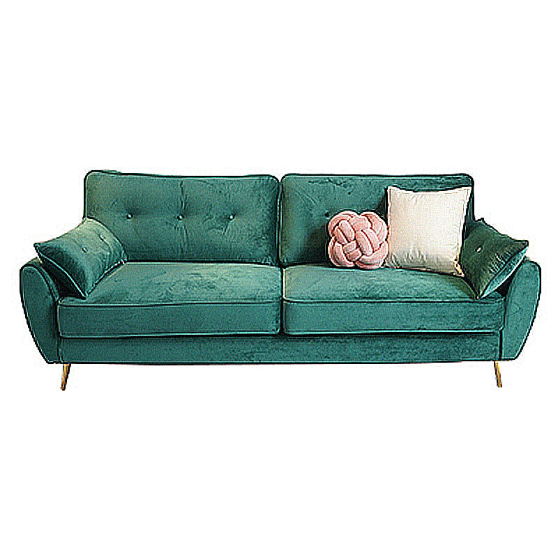 Contemporary Pillow Top Arm Sofa Loose Back Velvet Couch for Living Room Clearhalo 'furn' 'furn_sofas' 'Furniture' 'furniture_sofas' 'Living Room Furniture' 'Sofa' 'sofas' 4858067
