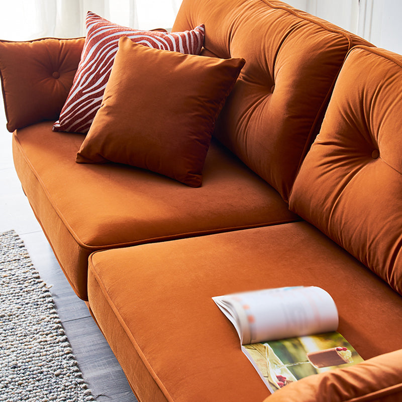 Contemporary Pillow Top Arm Sofa Loose Back Velvet Couch for Living Room Clearhalo 'furn' 'furn_sofas' 'Furniture' 'furniture_sofas' 'Living Room Furniture' 'Sofa' 'sofas' 4858071