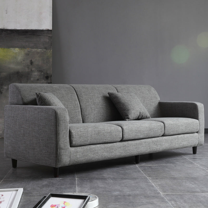 Contemporary Velvet/Linen Couch Square Arm Sofa with Loose Back 69"L x 33"W x 31.5"H Grey Linen Clearhalo 'furn' 'furn_sofas' 'Furniture' 'furniture_sofas' 'Living Room Furniture' 'Sofa' 'sofas' 4858083