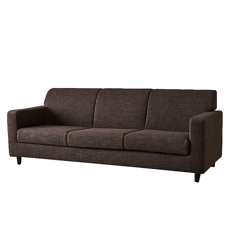 Contemporary Velvet/Linen Couch Square Arm Sofa with Loose Back Dark Coffee Linen Clearhalo 'furn' 'furn_sofas' 'Furniture' 'furniture_sofas' 'Living Room Furniture' 'Sofa' 'sofas' 4858084