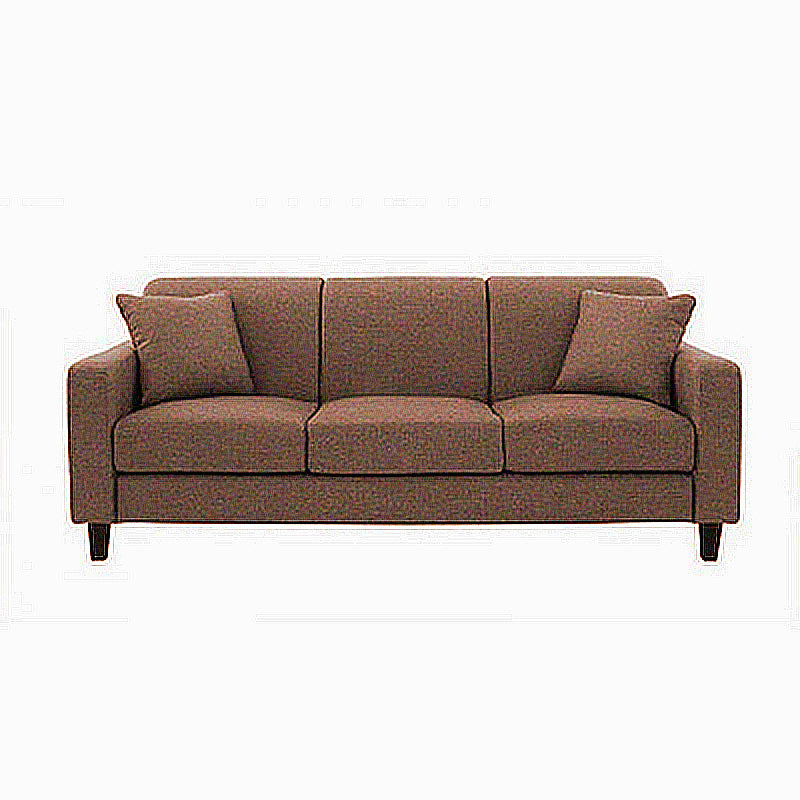 Contemporary Velvet/Linen Couch Square Arm Sofa with Loose Back Light Coffee Linen Clearhalo 'furn' 'furn_sofas' 'Furniture' 'furniture_sofas' 'Living Room Furniture' 'Sofa' 'sofas' 4858086