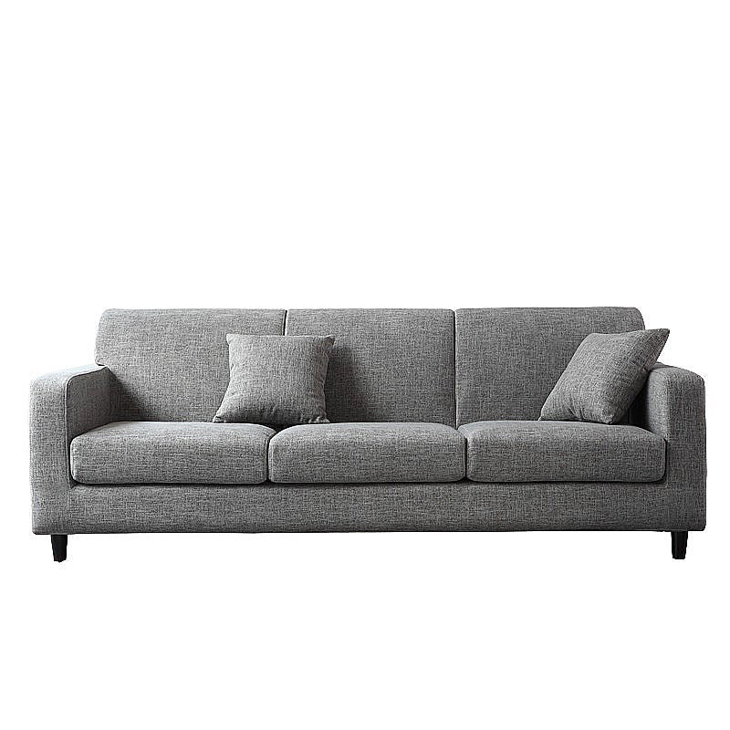 Contemporary Velvet/Linen Couch Square Arm Sofa with Loose Back 83"L x 33"W x 31.5"H Grey Linen Clearhalo 'furn' 'furn_sofas' 'Furniture' 'furniture_sofas' 'Living Room Furniture' 'Sofa' 'sofas' 4858087
