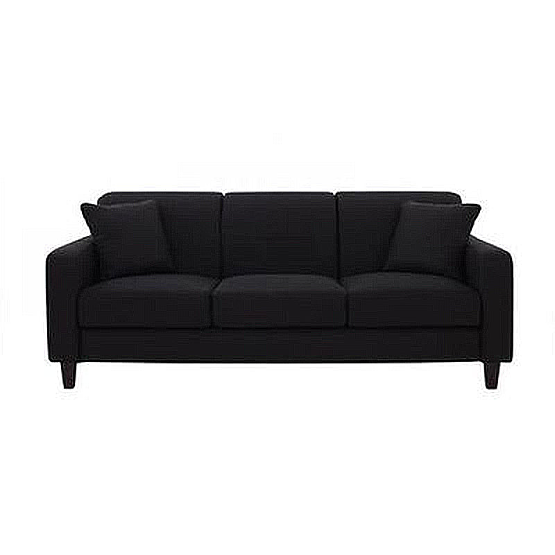 Contemporary Velvet/Linen Couch Square Arm Sofa with Loose Back Black Linen Clearhalo 'furn' 'furn_sofas' 'Furniture' 'furniture_sofas' 'Living Room Furniture' 'Sofa' 'sofas' 4858090