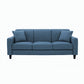 Contemporary Velvet/Linen Couch Square Arm Sofa with Loose Back Blue Linen Clearhalo 'furn' 'furn_sofas' 'Furniture' 'furniture_sofas' 'Living Room Furniture' 'Sofa' 'sofas' 4858092