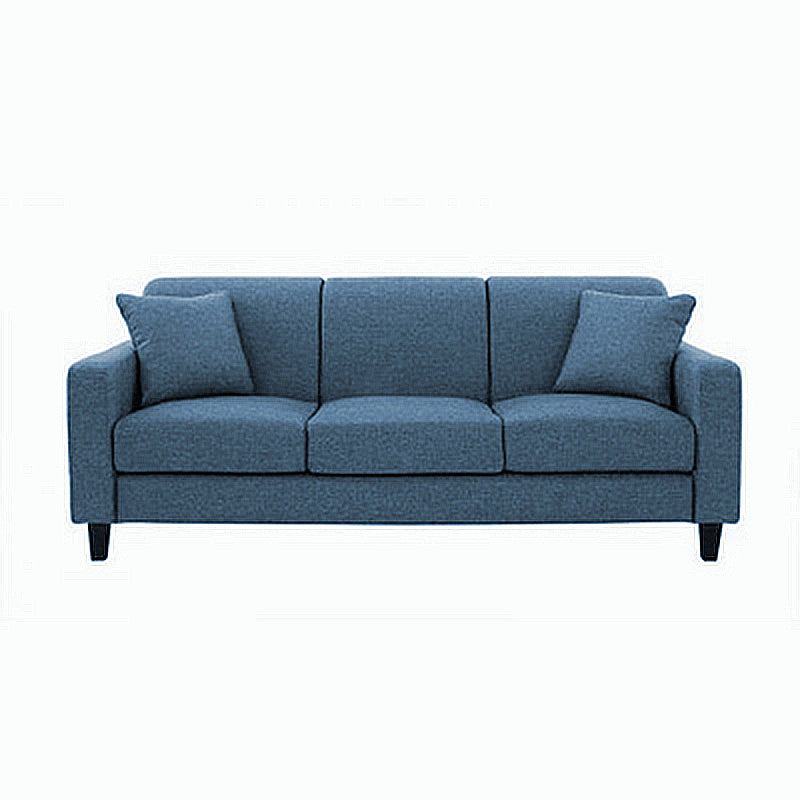 Contemporary Velvet/Linen Couch Square Arm Sofa with Loose Back Blue Linen Clearhalo 'furn' 'furn_sofas' 'Furniture' 'furniture_sofas' 'Living Room Furniture' 'Sofa' 'sofas' 4858092
