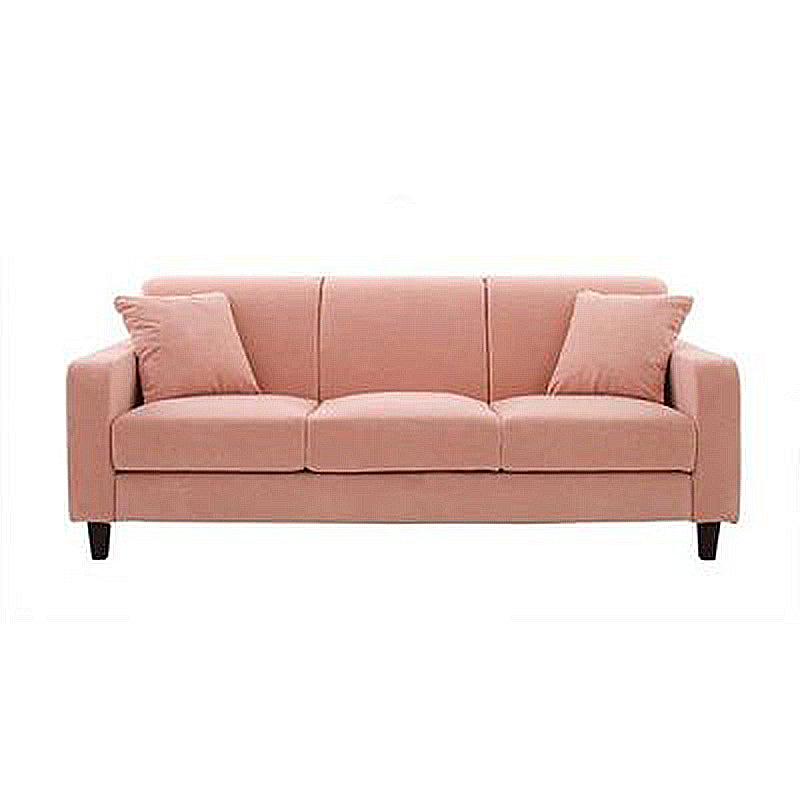 Contemporary Velvet/Linen Couch Square Arm Sofa with Loose Back Pink Velvet Clearhalo 'furn' 'furn_sofas' 'Furniture' 'furniture_sofas' 'Living Room Furniture' 'Sofa' 'sofas' 4858093