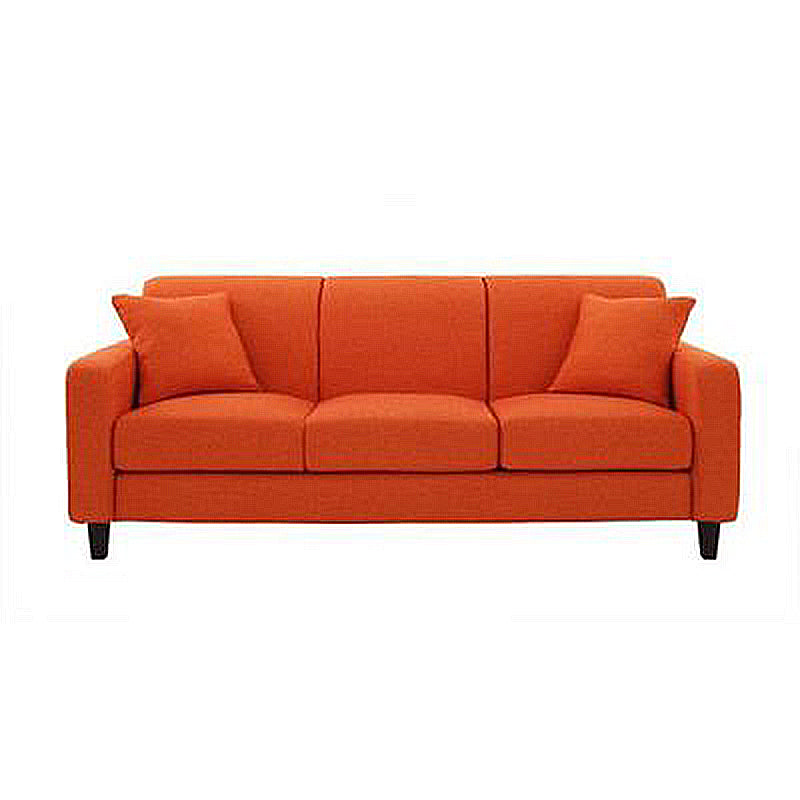 Contemporary Velvet/Linen Couch Square Arm Sofa with Loose Back Orange Red Linen Clearhalo 'furn' 'furn_sofas' 'Furniture' 'furniture_sofas' 'Living Room Furniture' 'Sofa' 'sofas' 4858096