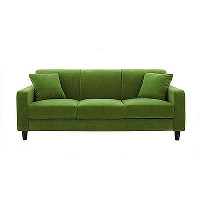 Contemporary Velvet/Linen Couch Square Arm Sofa with Loose Back Army Green Velvet Clearhalo 'furn' 'furn_sofas' 'Furniture' 'furniture_sofas' 'Living Room Furniture' 'Sofa' 'sofas' 4858097