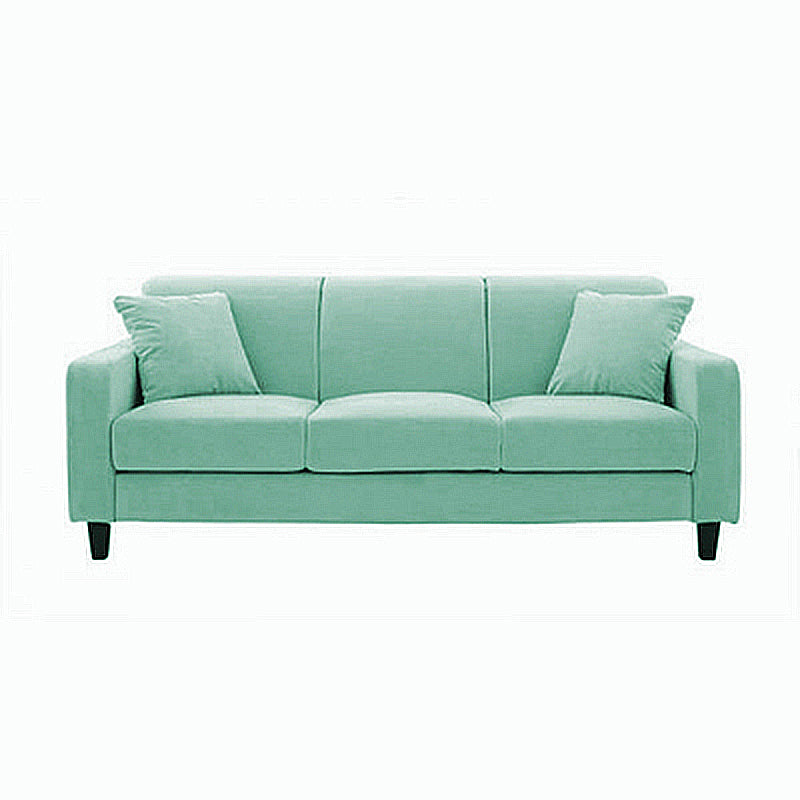 Contemporary Velvet/Linen Couch Square Arm Sofa with Loose Back Lake Green Linen Clearhalo 'furn' 'furn_sofas' 'Furniture' 'furniture_sofas' 'Living Room Furniture' 'Sofa' 'sofas' 4858103