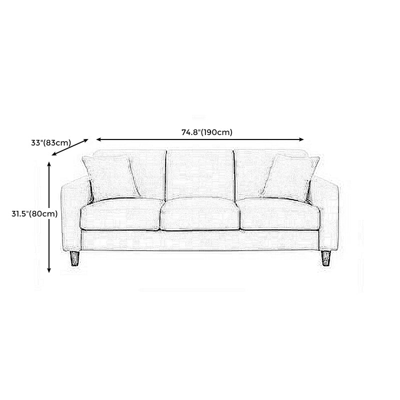 Contemporary Velvet/Linen Couch Square Arm Sofa with Loose Back Clearhalo 'furn' 'furn_sofas' 'Furniture' 'furniture_sofas' 'Living Room Furniture' 'Sofa' 'sofas' 4858106