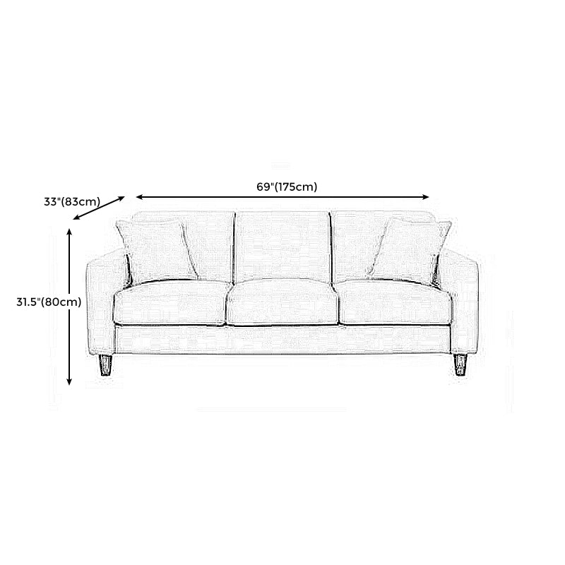 Contemporary Velvet/Linen Couch Square Arm Sofa with Loose Back Clearhalo 'furn' 'furn_sofas' 'Furniture' 'furniture_sofas' 'Living Room Furniture' 'Sofa' 'sofas' 4858107