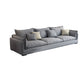 Living Room Gray Stationary Sofa Recessed Arm Standard Cushions Couch 83"L x 35"W x 27"H Faux Leather Clearhalo 'furn' 'furn_sofas' 'Furniture' 'furniture_sofas' 'Living Room Furniture' 'Sofa' 'sofas' 4858112