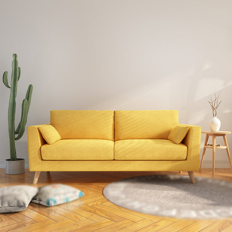 Contemporary Cotton Blend Couch Square Arm Cushions Sofa for Two Pople Yellow Clearhalo 'furn' 'furn_sofas' 'Furniture' 'furniture_sofas' 'Living Room Furniture' 'Sofa' 'sofas' 4858121