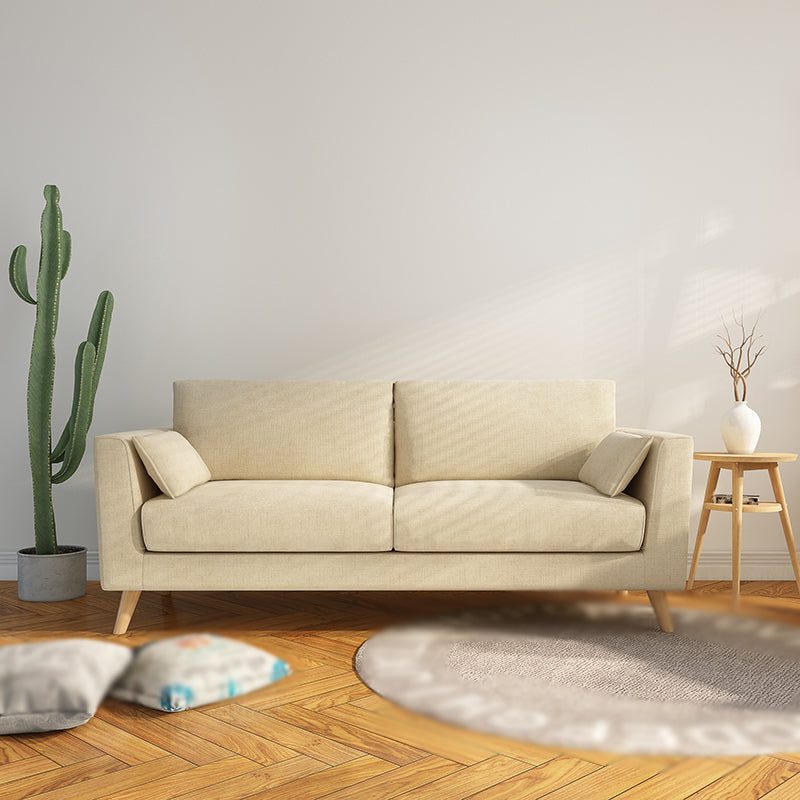 Contemporary Cotton Blend Couch Square Arm Cushions Sofa for Two Pople Khaki Clearhalo 'furn' 'furn_sofas' 'Furniture' 'furniture_sofas' 'Living Room Furniture' 'Sofa' 'sofas' 4858122