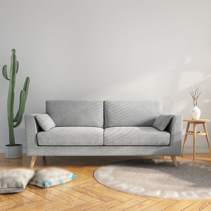 Contemporary Cotton Blend Couch Square Arm Cushions Sofa for Two Pople Light Gray Clearhalo 'furn' 'furn_sofas' 'Furniture' 'furniture_sofas' 'Living Room Furniture' 'Sofa' 'sofas' 4858124