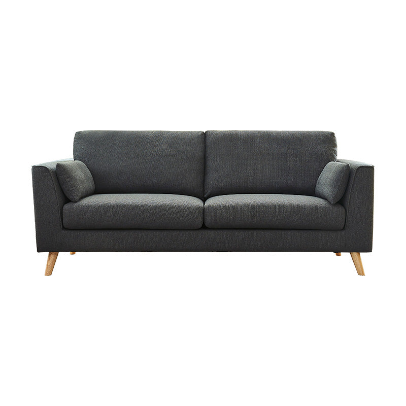 Contemporary Cotton Blend Couch Square Arm Cushions Sofa for Two Pople 61"L x 32"W x 32"H Dark Gray Clearhalo 'furn' 'furn_sofas' 'Furniture' 'furniture_sofas' 'Living Room Furniture' 'Sofa' 'sofas' 4858127
