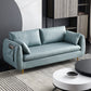 Faux Leather Square Arm Loveseat Sewn Pillow Back Sofa with Storage 55"L x 31"W x 31"H Light Blue Clearhalo 'furn' 'furn_sofas' 'Furniture' 'furniture_sofas' 'Living Room Furniture' 'Sofa' 'sofas' 4858131