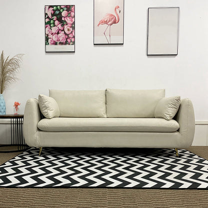 Faux Leather Square Arm Loveseat Sewn Pillow Back Sofa with Storage Gray-White Clearhalo 'furn' 'furn_sofas' 'Furniture' 'furniture_sofas' 'Living Room Furniture' 'Sofa' 'sofas' 4858137