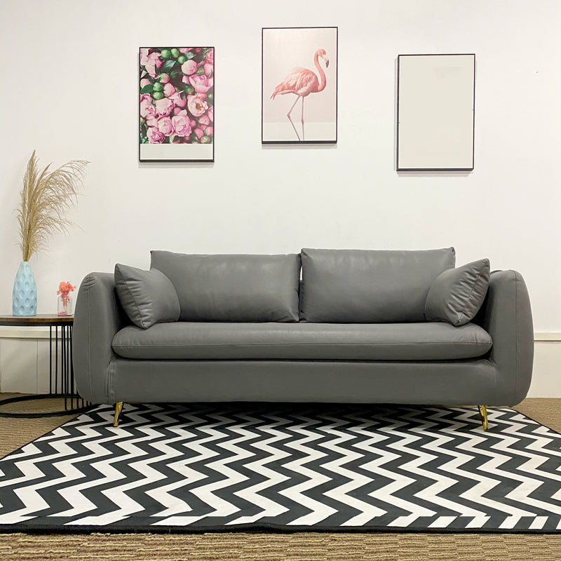 Faux Leather Square Arm Loveseat Sewn Pillow Back Sofa with Storage Dark Gray Clearhalo 'furn' 'furn_sofas' 'Furniture' 'furniture_sofas' 'Living Room Furniture' 'Sofa' 'sofas' 4858139