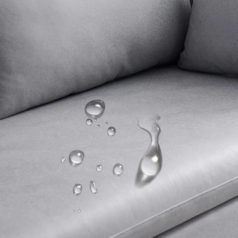 Faux Leather Square Arm Loveseat Sewn Pillow Back Sofa with Storage Clearhalo 'furn' 'furn_sofas' 'Furniture' 'furniture_sofas' 'Living Room Furniture' 'Sofa' 'sofas' 4858141