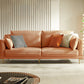 Contemporary Faux Leather Couch Square Arm Sofa with 2 Pillows 71"L x 35"W x 31"H Orange Clearhalo 'furn' 'furn_sofas' 'Furniture' 'furniture_sofas' 'Living Room Furniture' 'Sofa' 'sofas' 4858236