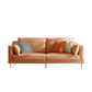 Contemporary Faux Leather Couch Square Arm Sofa with 2 Pillows 55"L x 35"W x 31"H Orange Clearhalo 'furn' 'furn_sofas' 'Furniture' 'furniture_sofas' 'Living Room Furniture' 'Sofa' 'sofas' 4858237