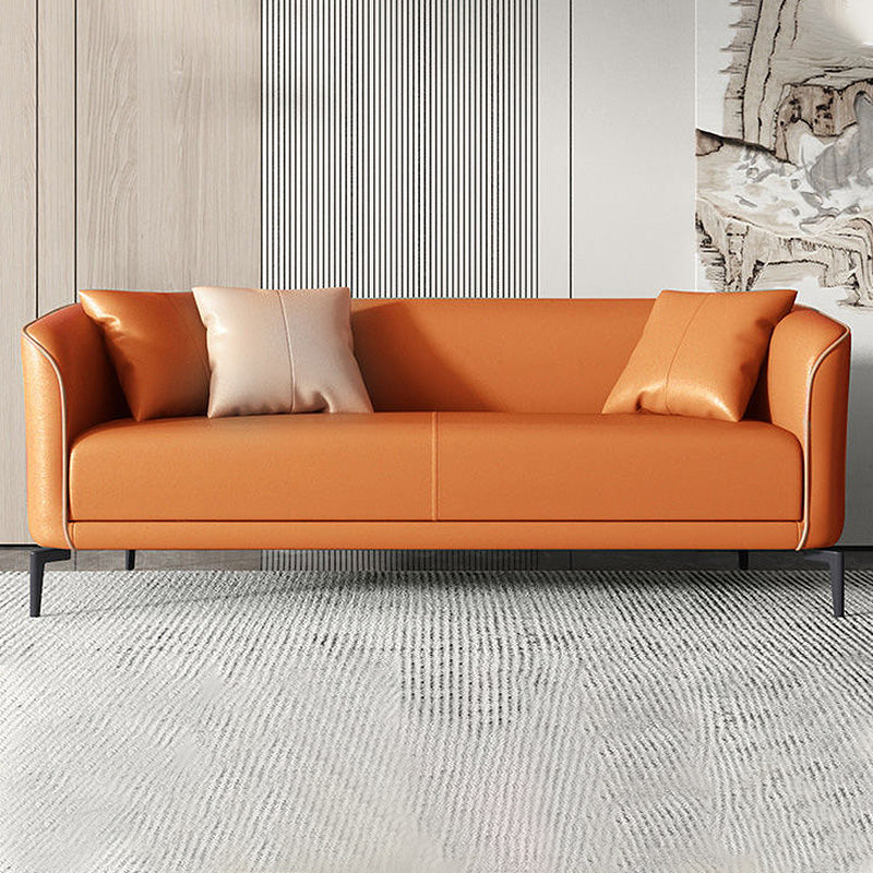 Scandinavian 25.6"H Tuxedo Arm Sofa Tight Back Settee for Living Room Orange Clearhalo 'furn' 'furn_sofas' 'Furniture' 'furniture_sofas' 'Living Room Furniture' 'Sofa' 'sofas' 4858248