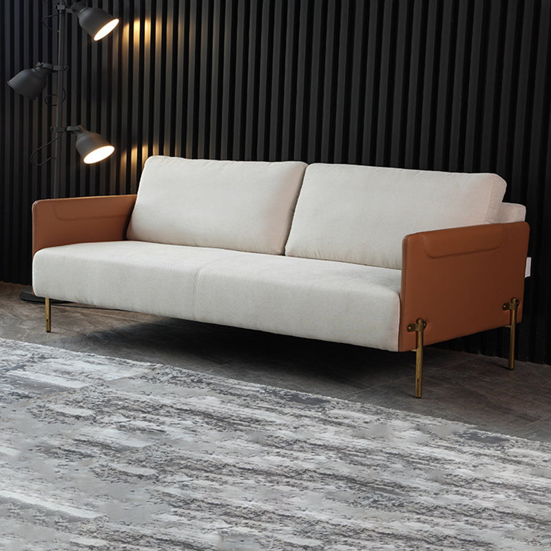 Contemporary Square Arm Cushions Leather and Cotton Blend Settee Couch 49"L x 33.5"W x 33.5"H Clearhalo 'furn' 'furn_sofas' 'Furniture' 'furniture_sofas' 'Living Room Furniture' 'Sofa' 'sofas' 4858286