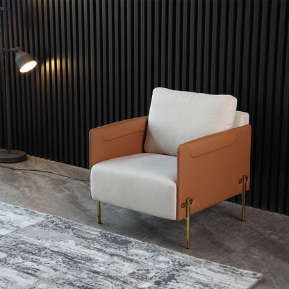 Contemporary Square Arm Cushions Leather and Cotton Blend Settee Couch 29.5"L x 33.5"W x 33.5"H Clearhalo 'furn' 'furn_sofas' 'Furniture' 'furniture_sofas' 'Living Room Furniture' 'Sofa' 'sofas' 4858289