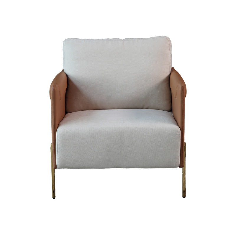 Contemporary Square Arm Cushions Leather and Cotton Blend Settee Couch 29.5"L x 33.5"W x 33.5"H Cotton Blend Clearhalo 'furn' 'furn_sofas' 'Furniture' 'furniture_sofas' 'Living Room Furniture' 'Sofa' 'sofas' 4858291