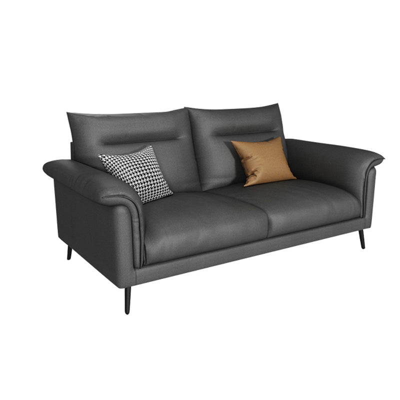 Modern Faux Leather Stain-Resistant Sofa Black Flared Arm Couch 67"L x 36"W x 35"H Clearhalo 'furn' 'furn_sofas' 'Furniture' 'furniture_sofas' 'Living Room Furniture' 'Sofa' 'sofas' 4858304
