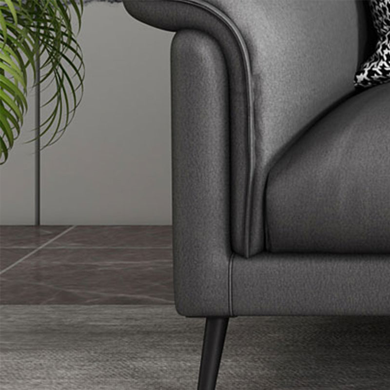 Modern Faux Leather Stain-Resistant Sofa Black Flared Arm Couch Clearhalo 'furn' 'furn_sofas' 'Furniture' 'furniture_sofas' 'Living Room Furniture' 'Sofa' 'sofas' 4858308