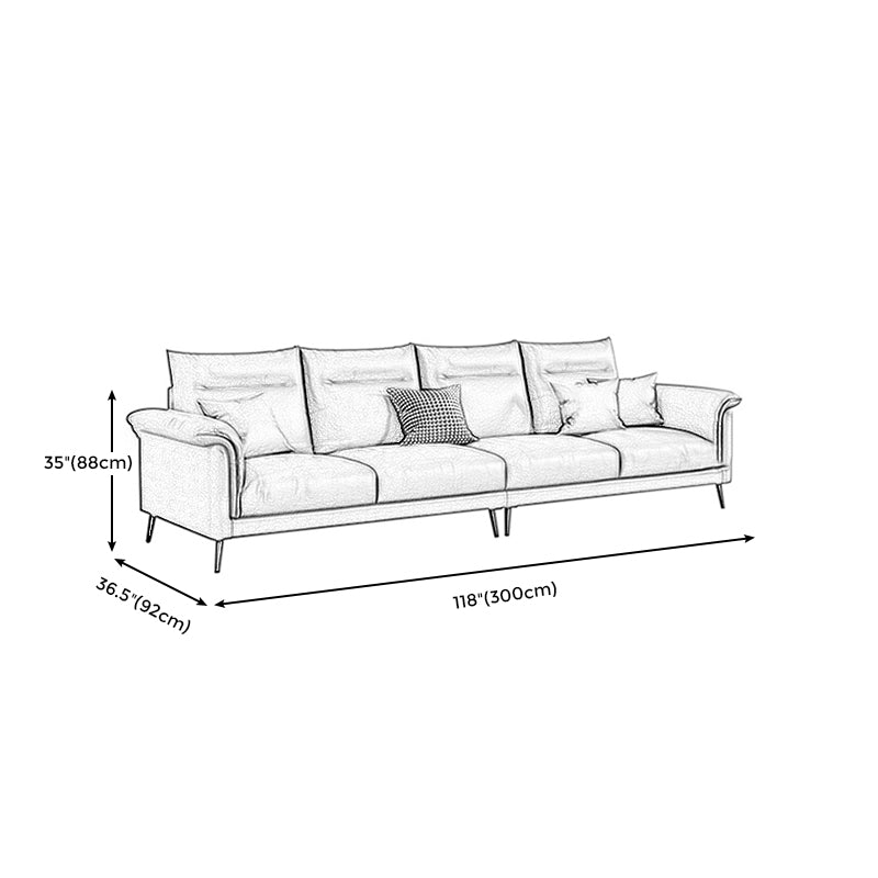 Modern Faux Leather Stain-Resistant Sofa Black Flared Arm Couch Clearhalo 'furn' 'furn_sofas' 'Furniture' 'furniture_sofas' 'Living Room Furniture' 'Sofa' 'sofas' 4858313