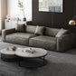 Modern Living Room Faux Leather Couch Square Arm Standard Cushions Sofa Khaki Clearhalo 'furn' 'furn_sofas' 'Furniture' 'furniture_sofas' 'Living Room Furniture' 'Sofa' 'sofas' 4858316