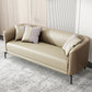 Faux Leather Tuxedo Arm Sofa 25.6" High Settee for Living Room Beige Clearhalo 'furn' 'furn_sofas' 'Furniture' 'furniture_sofas' 'Living Room Furniture' 'Sofa' 'sofas' 4858345