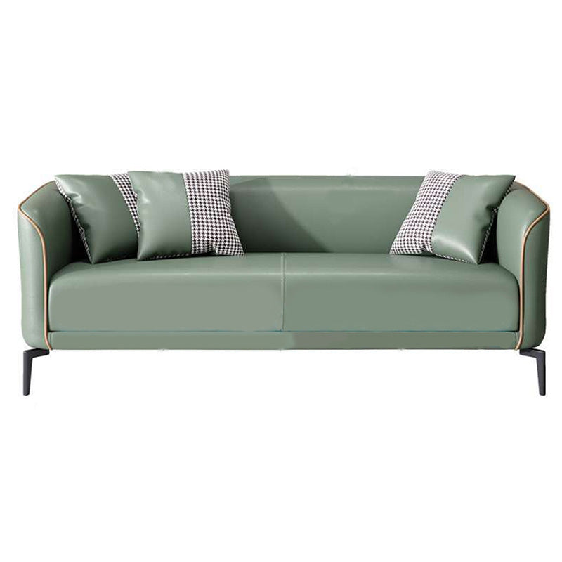 Faux Leather Tuxedo Arm Sofa 25.6" High Settee for Living Room 81"L x 26"W x 26"H Olive Green Clearhalo 'furn' 'furn_sofas' 'Furniture' 'furniture_sofas' 'Living Room Furniture' 'Sofa' 'sofas' 4858354