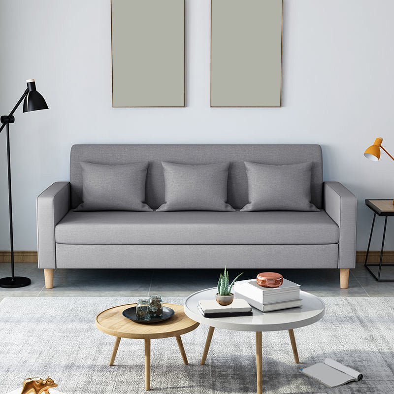 Contemporary 3-seater Sofa Square Arm Settee with Three Pillow Back 71"L x 25"W x 28"H Light Gray Clearhalo 'furn' 'furn_sofas' 'Furniture' 'furniture_sofas' 'Living Room Furniture' 'Sofa' 'sofas' 4858364
