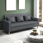 Contemporary 3-seater Sofa Square Arm Settee with Three Pillow Back 59"L x 25"W x 28"H Dark Gray Clearhalo 'furn' 'furn_sofas' 'Furniture' 'furniture_sofas' 'Living Room Furniture' 'Sofa' 'sofas' 4858366