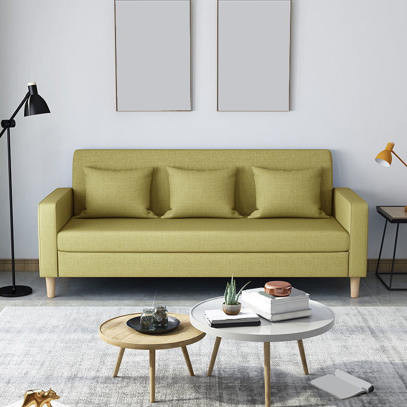 Contemporary 3-seater Sofa Square Arm Settee with Three Pillow Back Green Clearhalo 'furn' 'furn_sofas' 'Furniture' 'furniture_sofas' 'Living Room Furniture' 'Sofa' 'sofas' 4858368