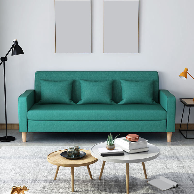 Contemporary 3-seater Sofa Square Arm Settee with Three Pillow Back Blackish Green Clearhalo 'furn' 'furn_sofas' 'Furniture' 'furniture_sofas' 'Living Room Furniture' 'Sofa' 'sofas' 4858372