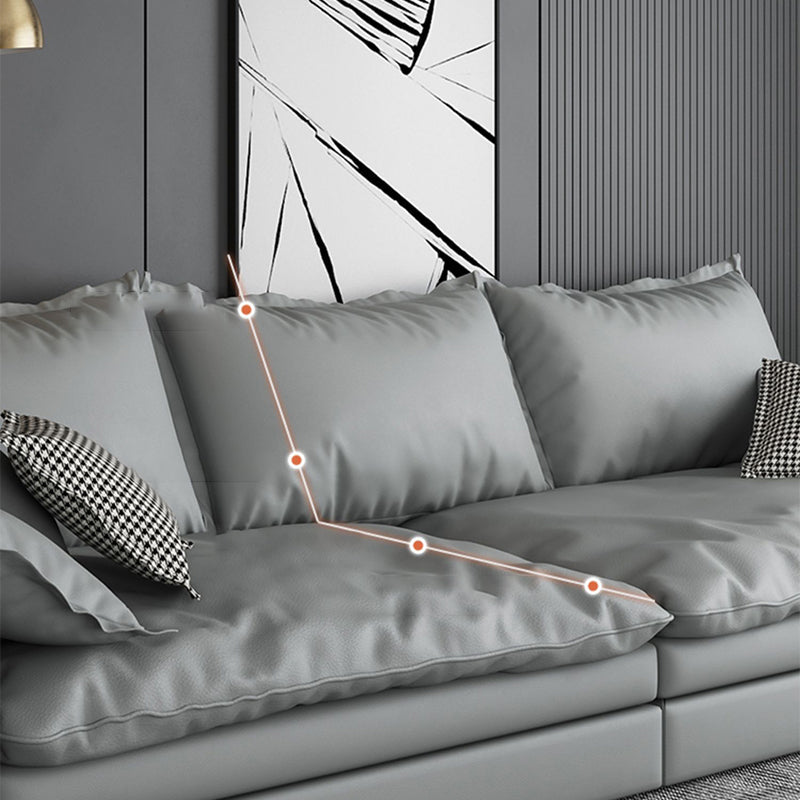 Faux Leather Living Room Sofa Square Arm Settee with Cushions Clearhalo 'furn' 'furn_sofas' 'Furniture' 'furniture_sofas' 'Living Room Furniture' 'Sofa' 'sofas' 4858386