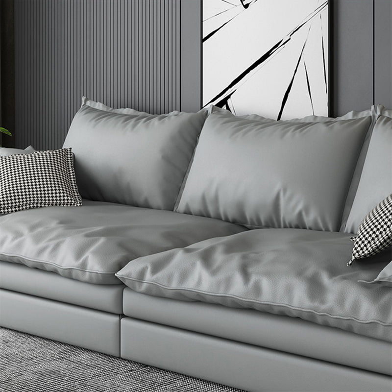 Faux Leather Living Room Sofa Square Arm Settee with Cushions Clearhalo 'furn' 'furn_sofas' 'Furniture' 'furniture_sofas' 'Living Room Furniture' 'Sofa' 'sofas' 4858388