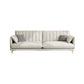 Stain-Resistant Faux Leather Sofa Cream Living Room Settee with Cushions 87"L x 35"W x 36"H Sponge Clearhalo 'furn' 'furn_sofas' 'Furniture' 'furniture_sofas' 'Living Room Furniture' 'Sofa' 'sofas' 4858415